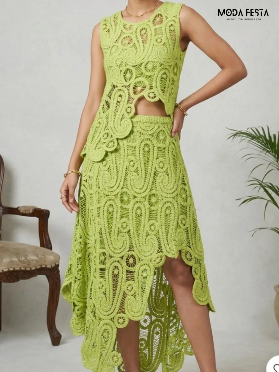 Lime Crochet Coord Set